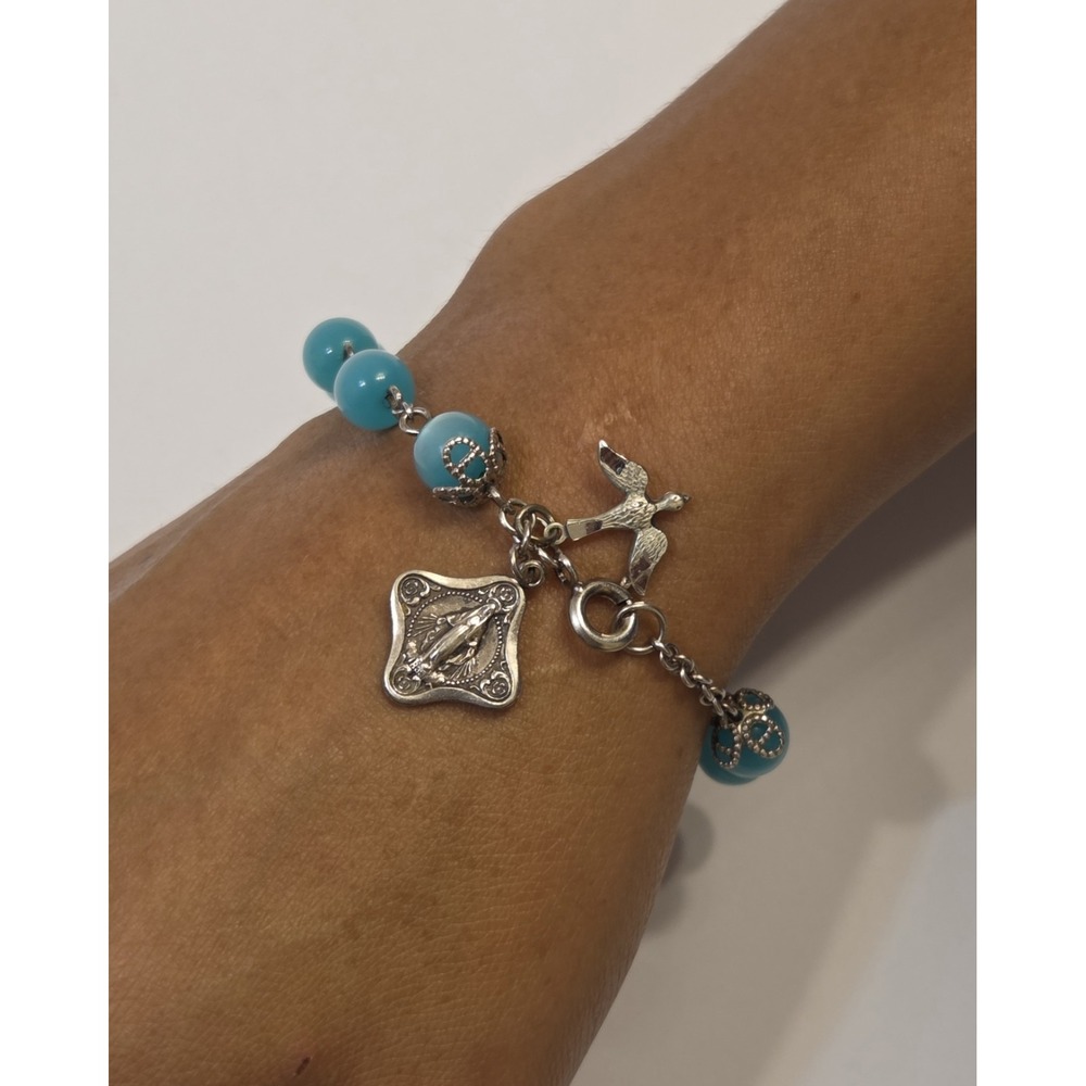 Chapel Sterling Silver Holy‎ Mother Prayer Bracelet Charms 7.75"